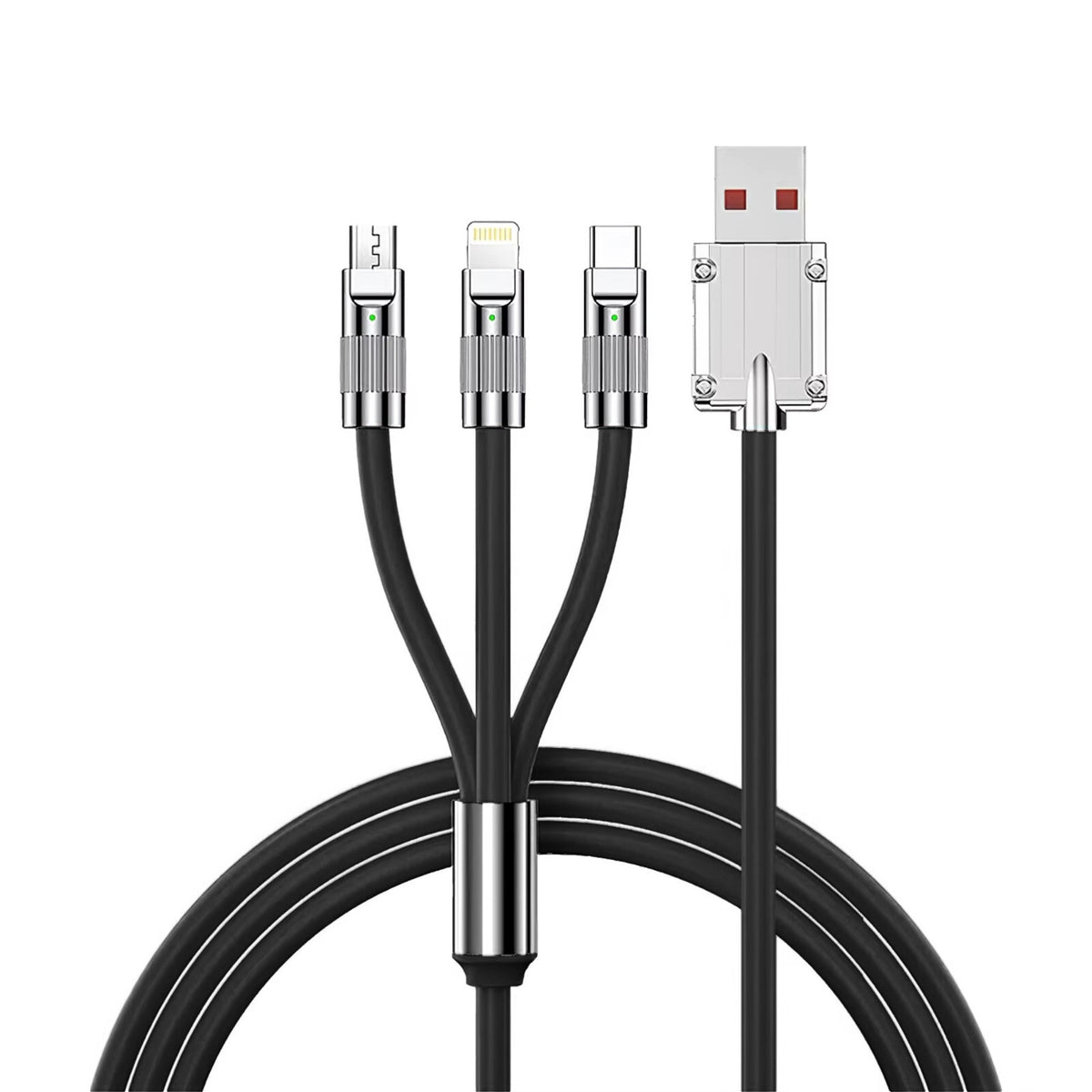 1,2m 3in1 USB Typ C, Micro USB, 6Pin Kabel Multi Micro Schnell Ladekabel schwarz - 3KShop.de