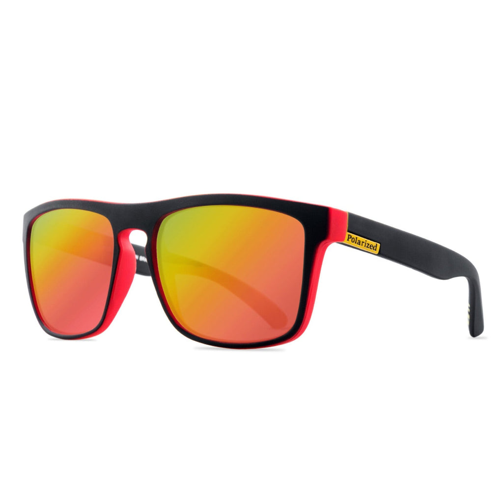 Schwarz-rote polarisierte Sonnenbrille verspiegelt