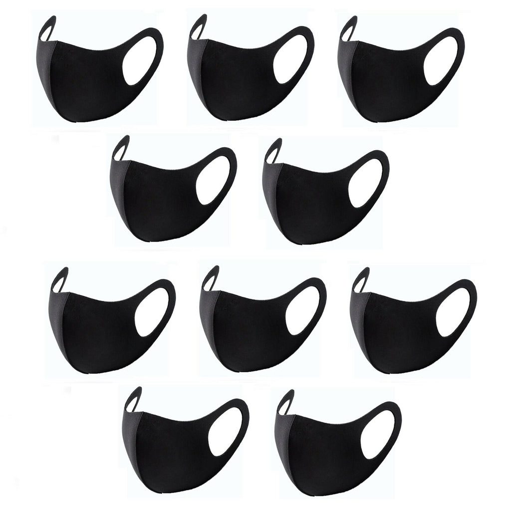 1 - 10 x Mundschutz Behelf Mund Nasen Atem Schutz Maske Waschbar Schwarz - 3KShop.de