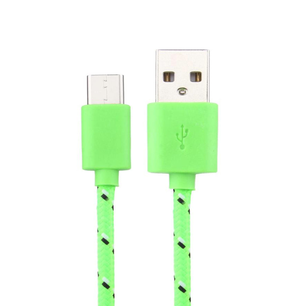 1m USB Typ C Stoffkabel X Ladekabel Sync Datenkabel grün S8 Sony Huawei HTC - 3KShop.de