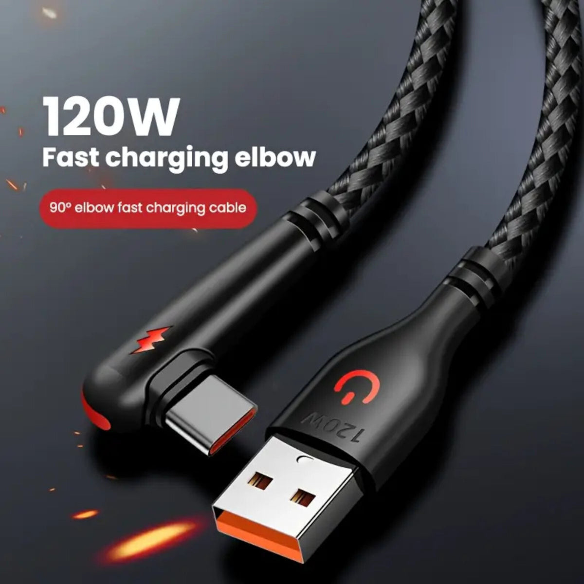 1m 2m Schnell Ladekabel USB Typ C Daten Handy Silikon Winkelstecker - 3KShop.de