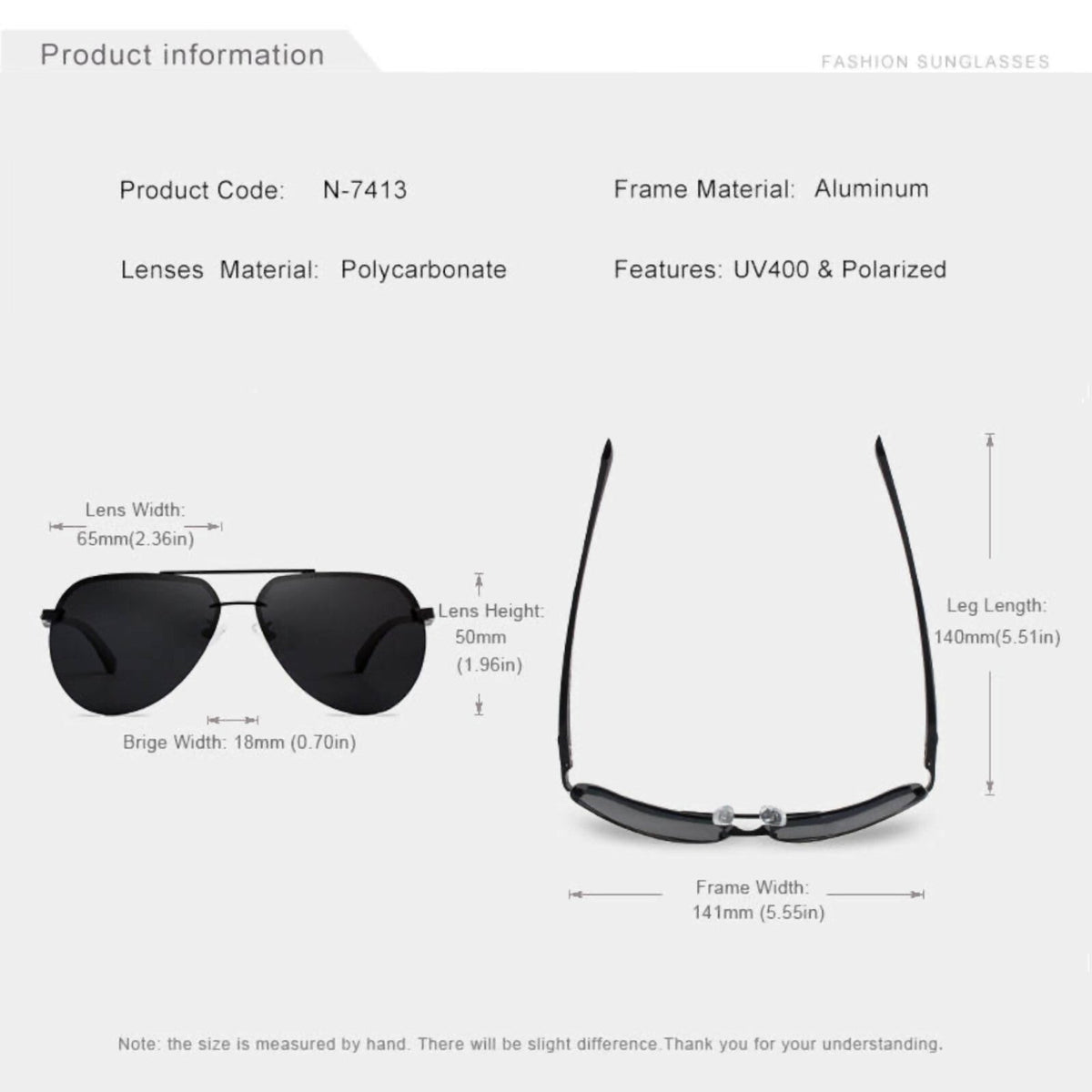 Kingseven N7413 polarisierte Piloten-Sonnenbrille für Herren