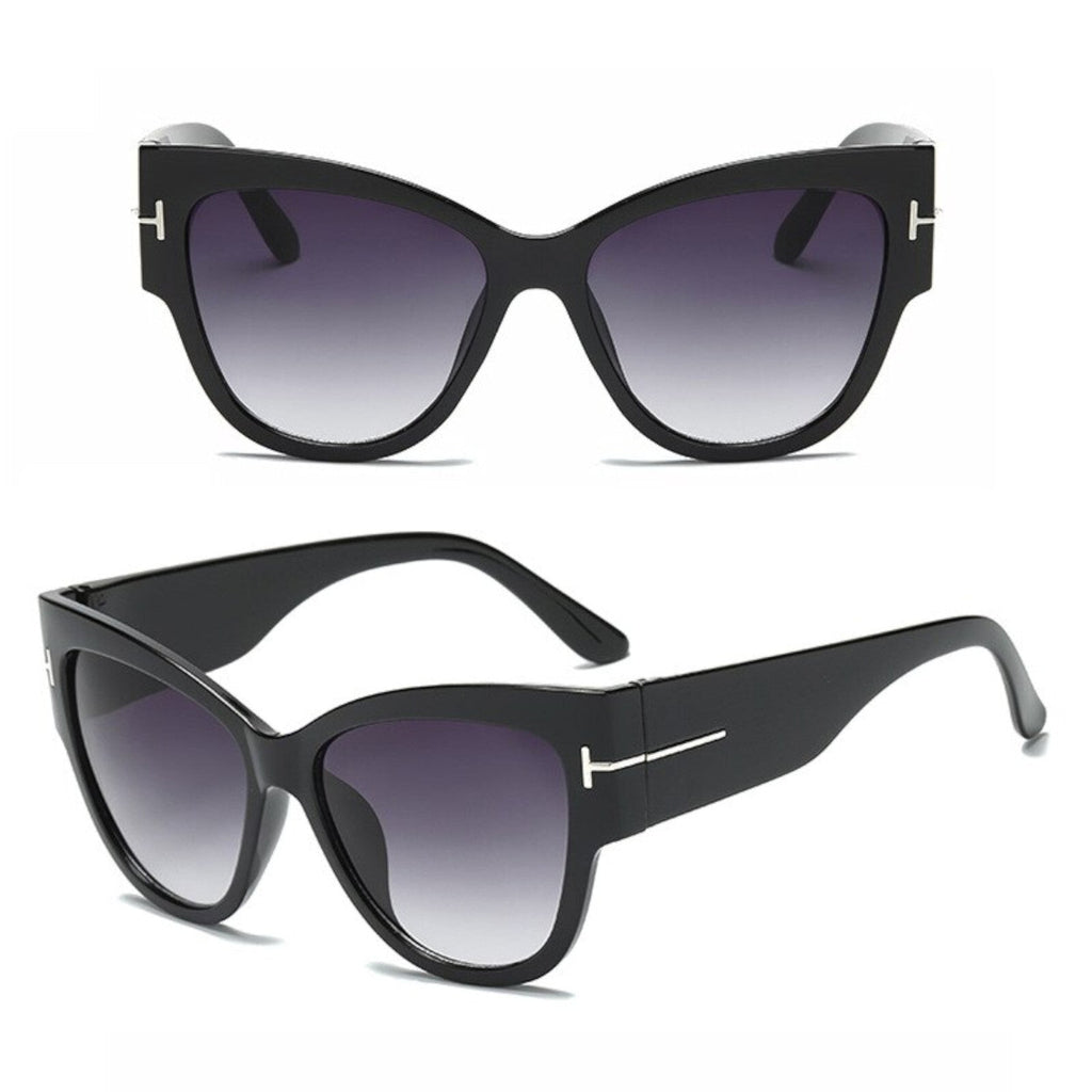 Schwarze Oversized Cat-Eye-Sonnenbrille