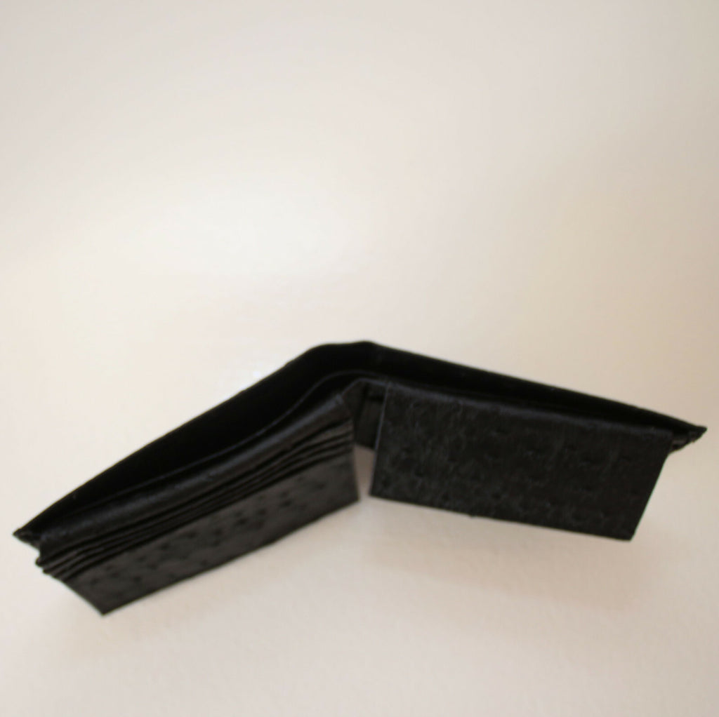 Herren Geldbeutel Portemonnaie Geldbörse Brieftasche Schwarz Straußenleder Optik - 3KShop.de