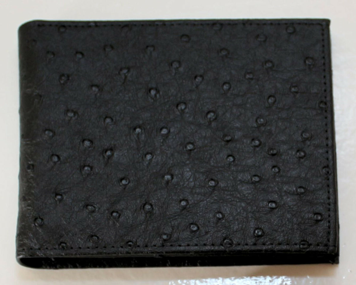 Herren Geldbeutel Portemonnaie Geldbörse Brieftasche Schwarz Straußenleder Optik - 3KShop.de