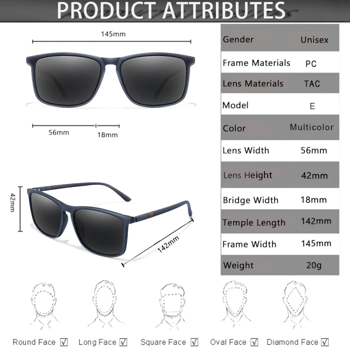 Matt-blaue polarisierte Sonnenbrille