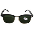 Schwarz-silberne Vintage Sonnenbrille mit grünen Gläsern