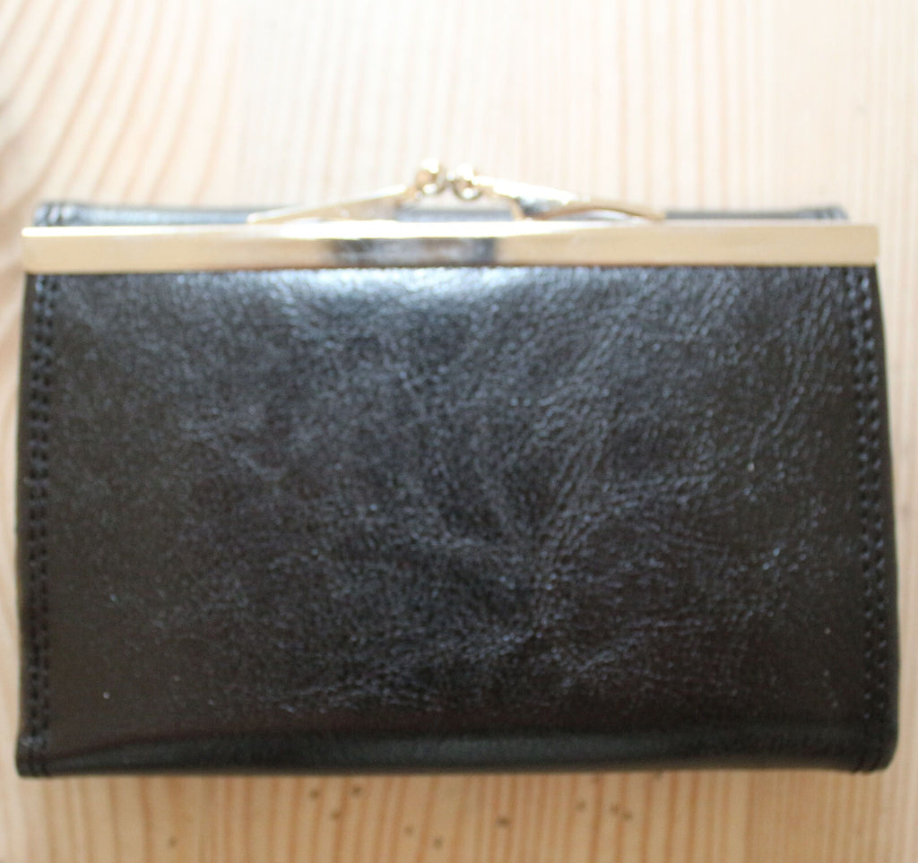 Portemonnaie Geldbörse Brieftasche Clipverschluss Leder Schwarz gross 2000-78R - 3KShop.de