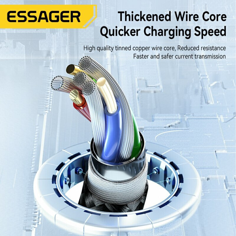 1,2m 3A USB Typ C Kabel Multi Micro Schnell Ladekabel iPhone Samsung Essager - 3KShop.de