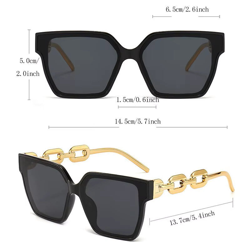 Oversized Cat-Eye-Sonnenbrille Schwarz-Gold