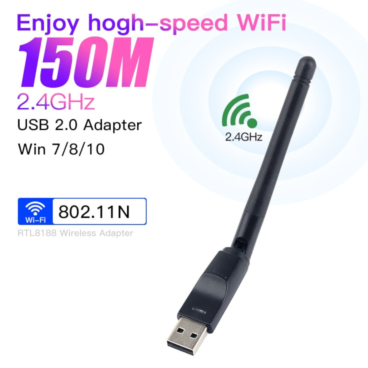 WIFI WLAN USB Adapter 150Mbit Stick 2dBi Wireless Drahtlos Dongle Antenne Black - 3KShop.de