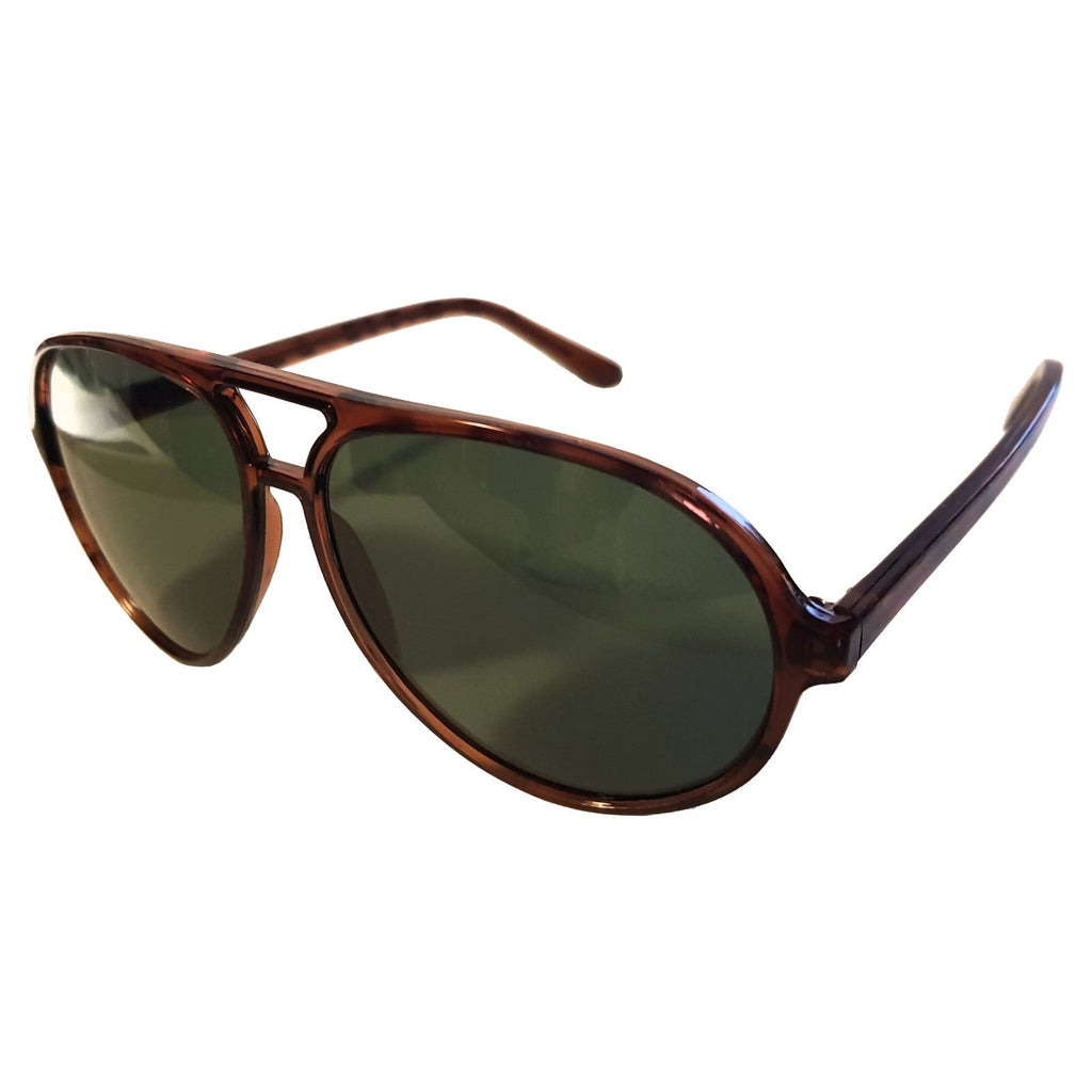 Braune Designer Damen-Sonnenbrille mit grünen Gläsern