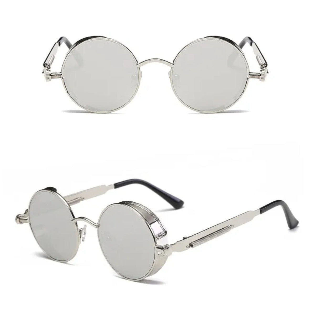 Runde schwarze Steampunk-Sonnenbrille