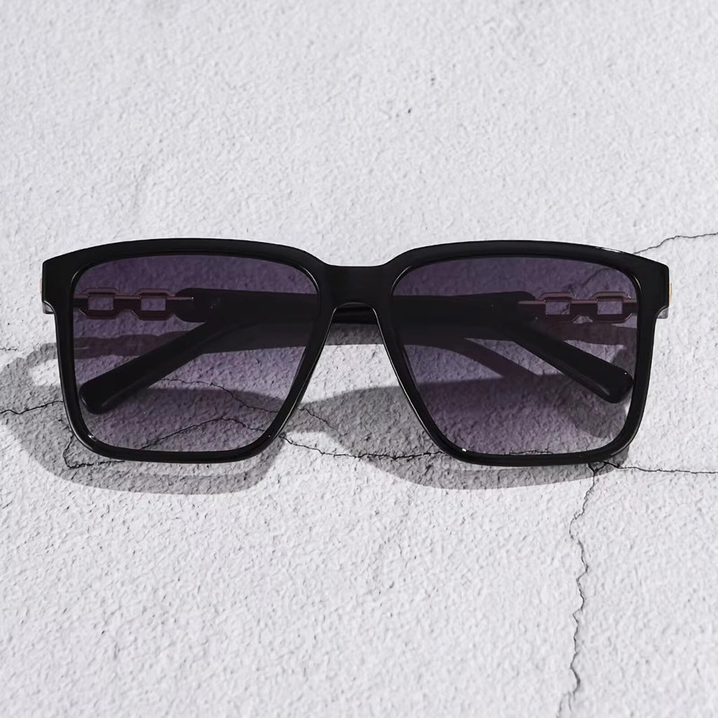 Oversized Designer-Sonnenbrille Schwarz-Gold