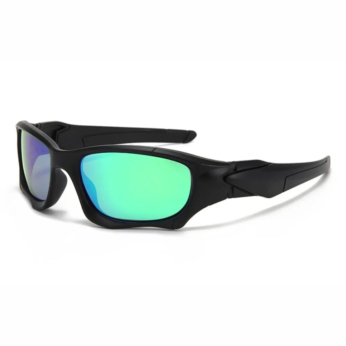Schwarz-grüne Sport-Sonnenbrille aus Polycarbonat