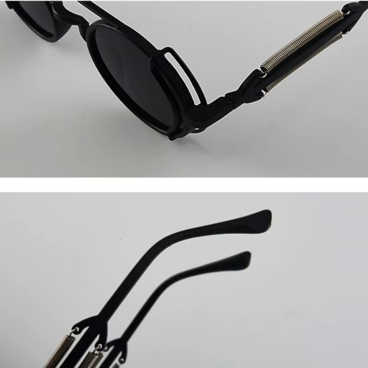 Runde schwarze Steampunk-Sonnenbrille mit UV400