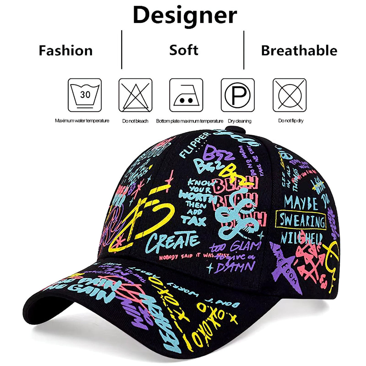 Unisex Graffiti-Basecap aus Baumwolle