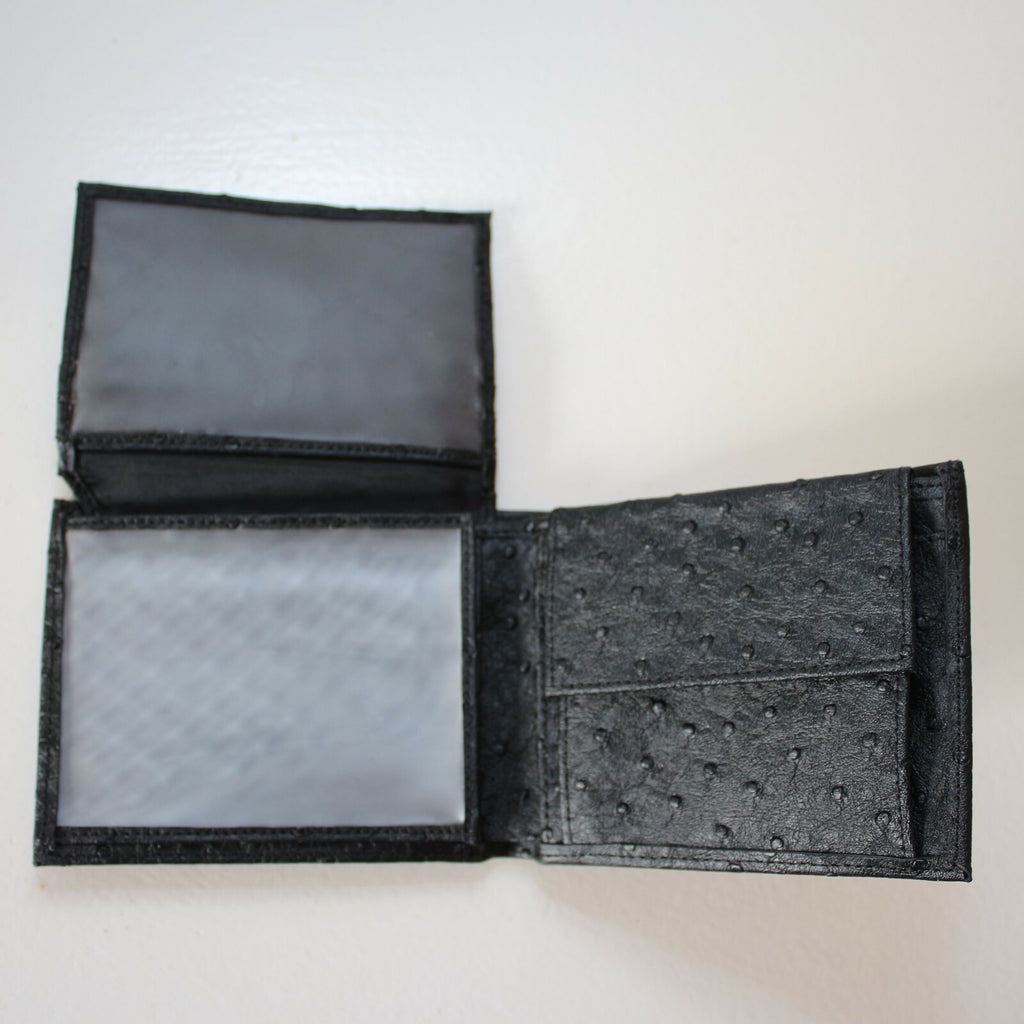 Herren Geldbeutel Portemonnaie Geldbörse Brieftasche Schwarz Straußenleder Optik - 3KShop.de