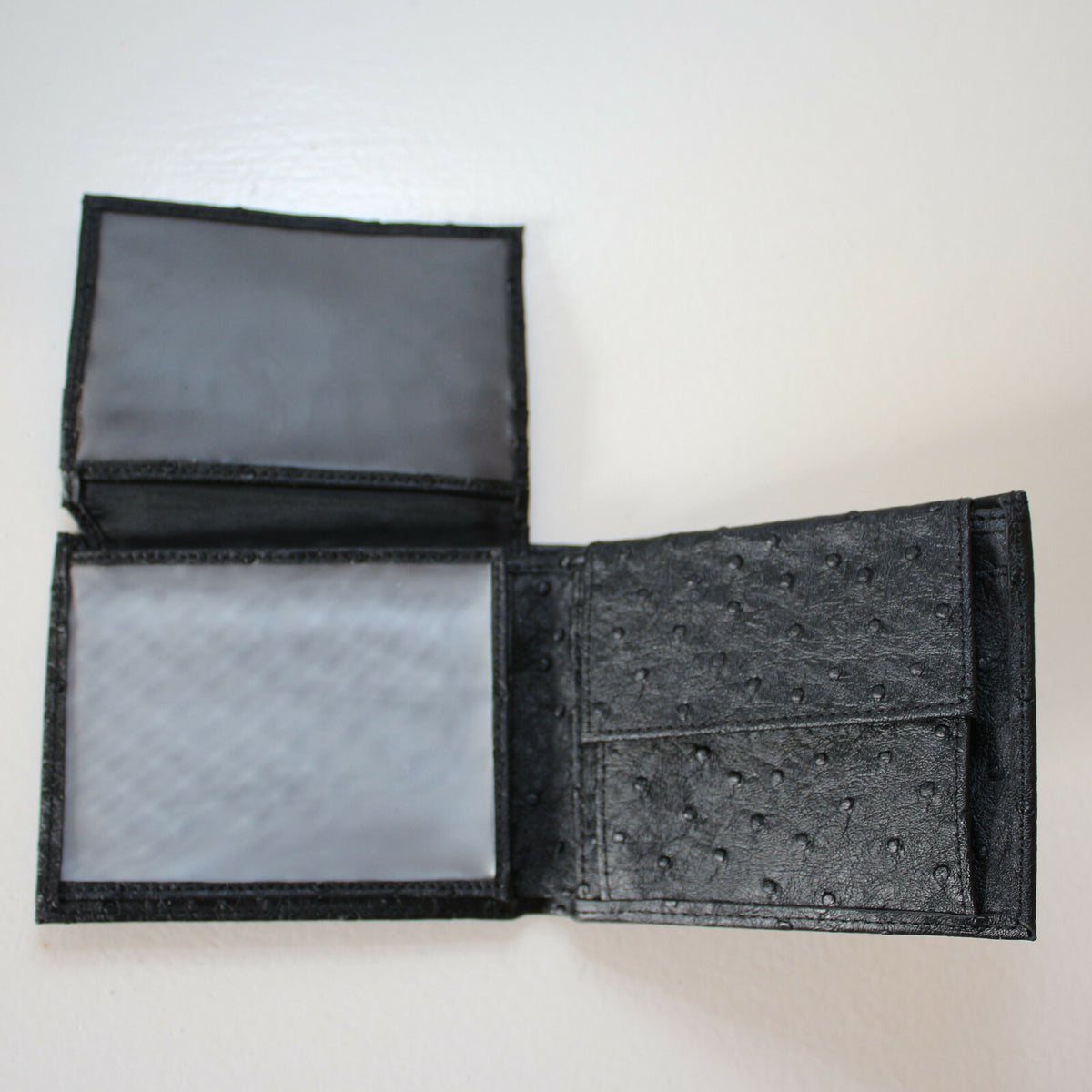 Herren Geldbeutel Portemonnaie Geldbörse Brieftasche Schwarz Straußenleder Optik - 3KShop.de