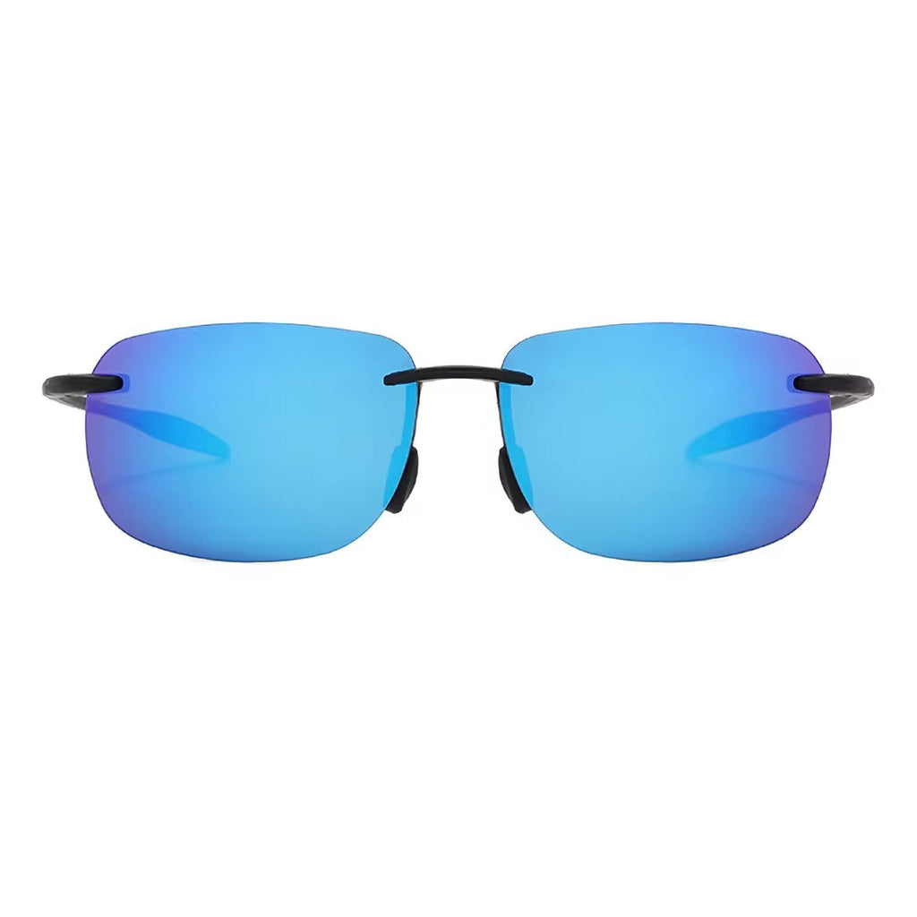 Rahmenlose Matrix-Sportbrille mit blau verspiegelten Gläsern