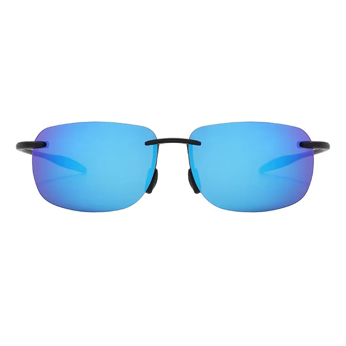 Rahmenlose Matrix-Sportbrille mit blau verspiegelten Gläsern