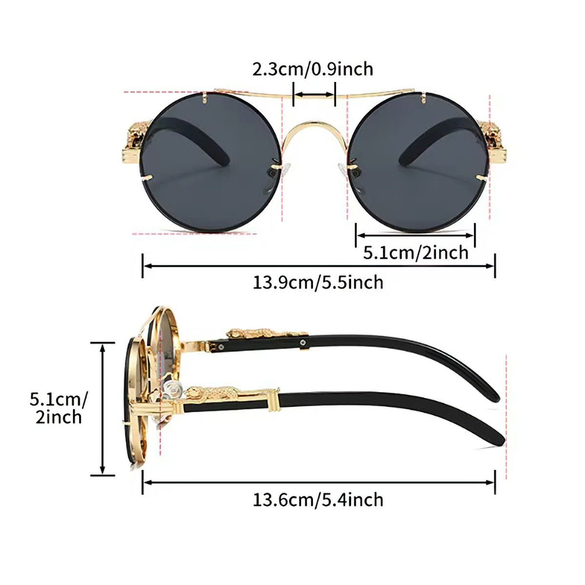 Goldene Vintage Designer-Sonnenbrille im Leoparden-Look