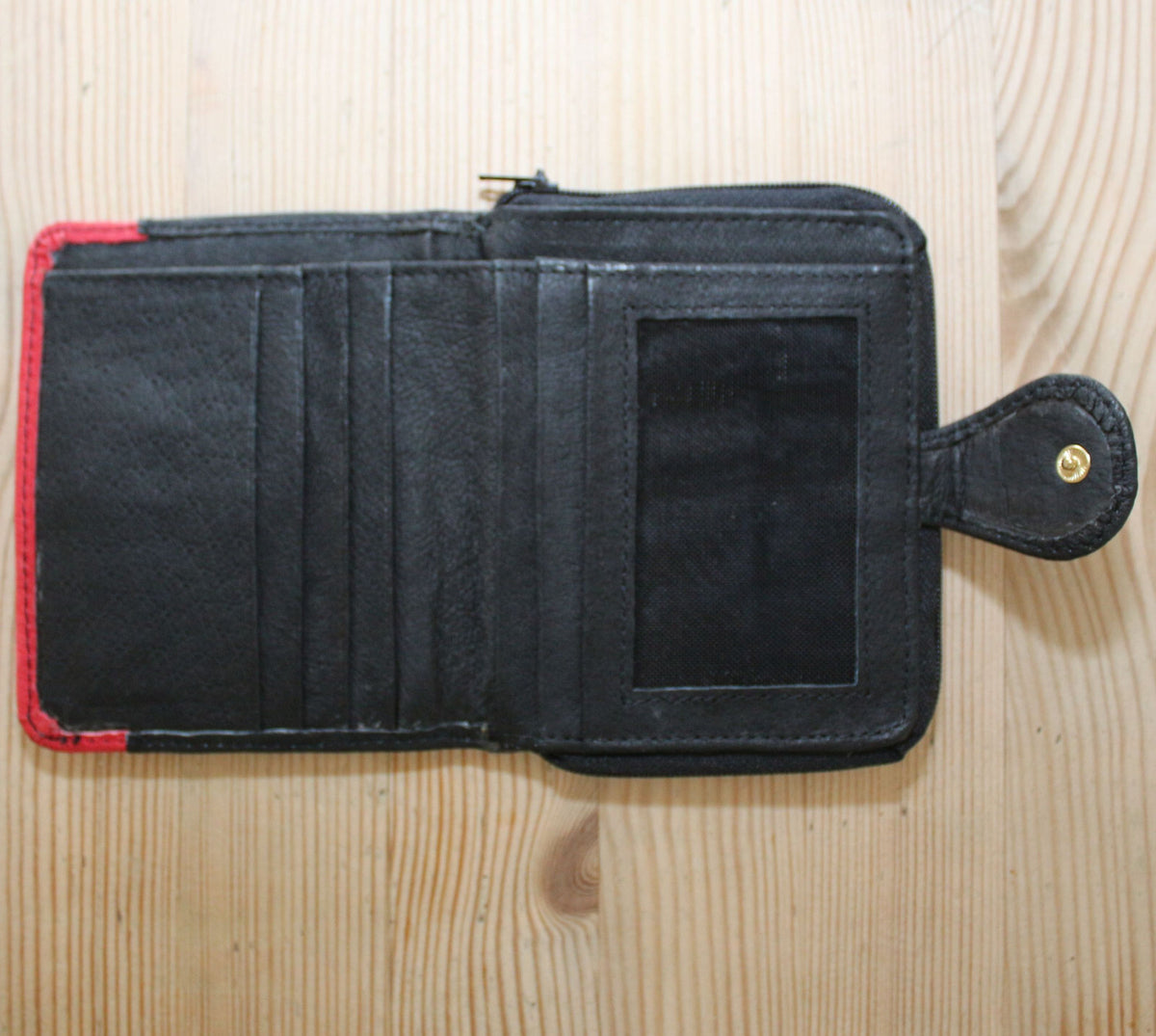 Herren Geldbeutel Portemonnaie Geldbörse Brieftasche Schwarz Rot G1220 - 3KShop.de
