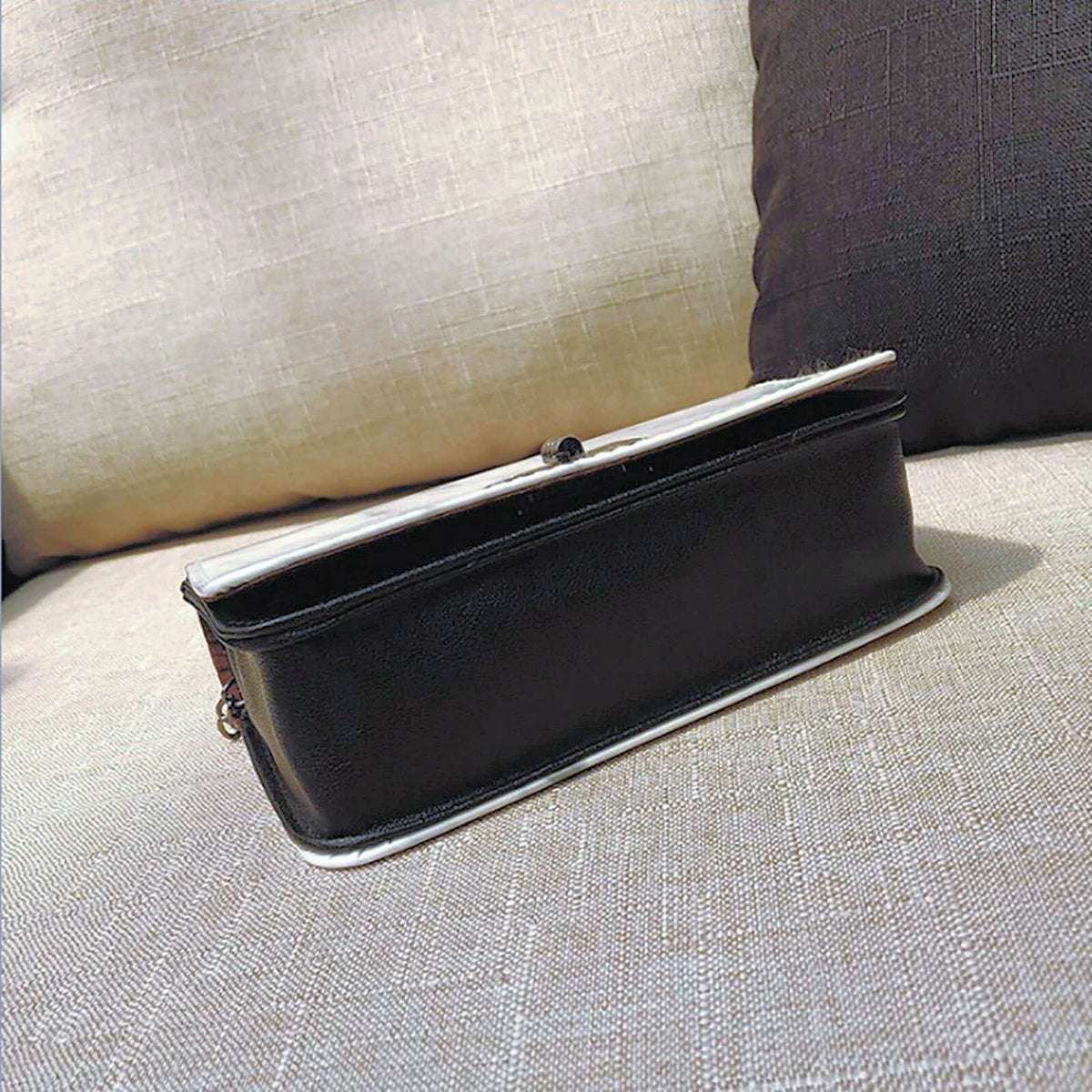 Damen Handtasche Umhängetasche Tasche Kunstleder Marmoriert Drehverschluss Kette - 3KShop.de