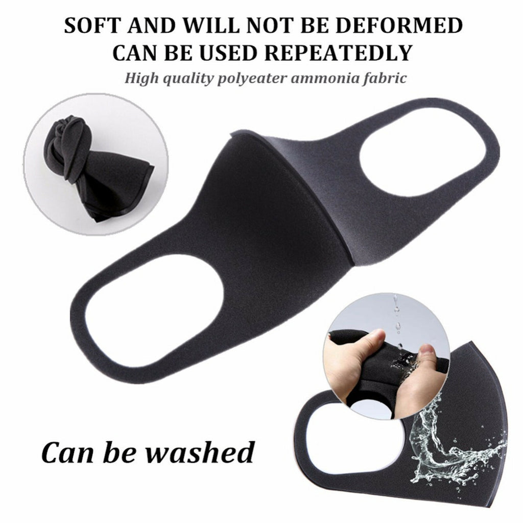 1 - 10 x Mundschutz Behelf Mund Nasen Atem Schutz Maske Waschbar Schwarz - 3KShop.de