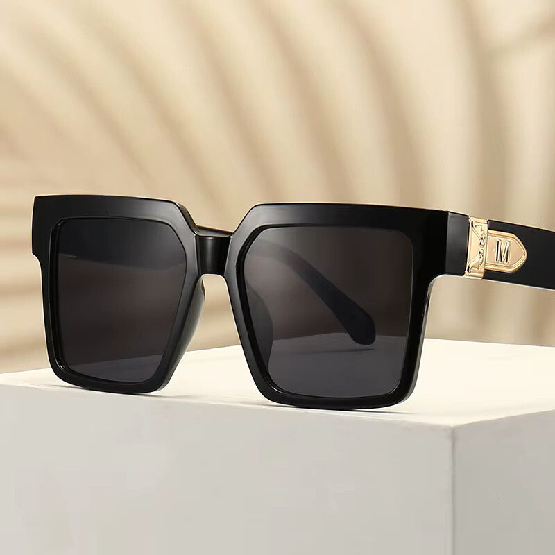 Oversized Vintage Sonnenbrille Schwarz-Gold