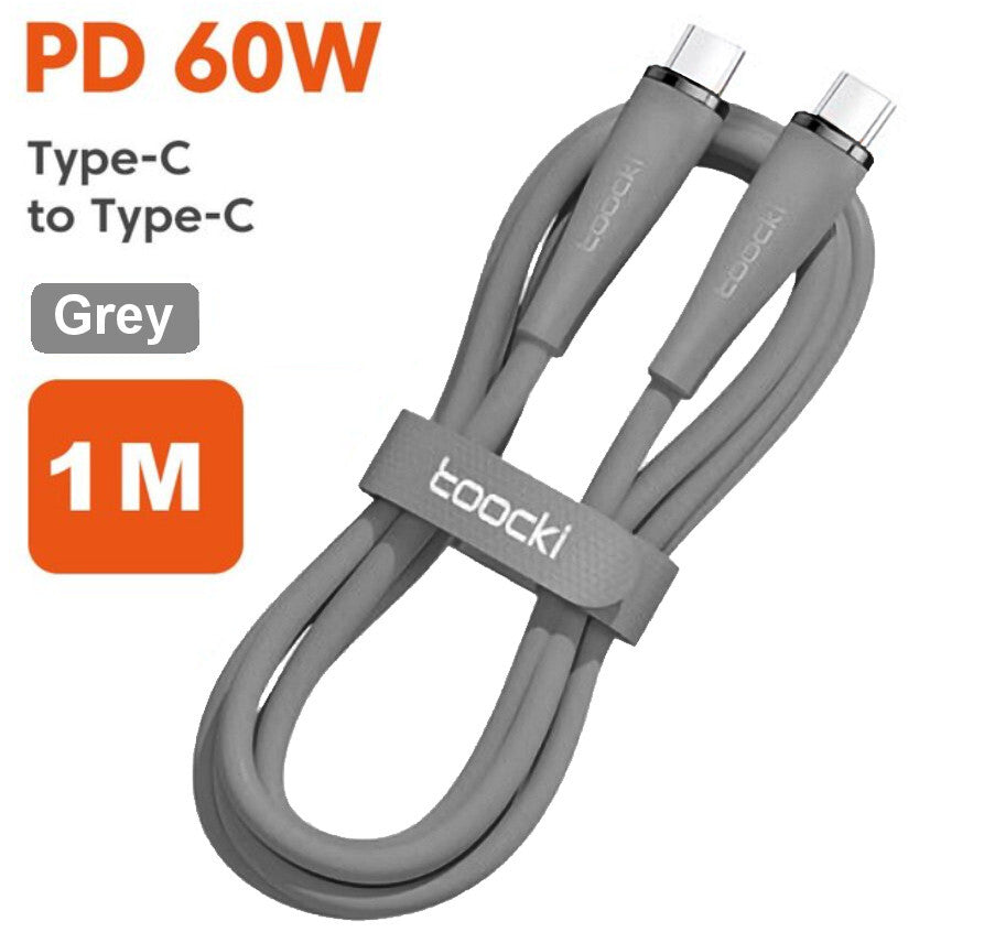 60 Watt Turbo Schnell Ladekabel USB Typ C Datenkabel Handy Silikon Nylon Toocki - 3KShop.de
