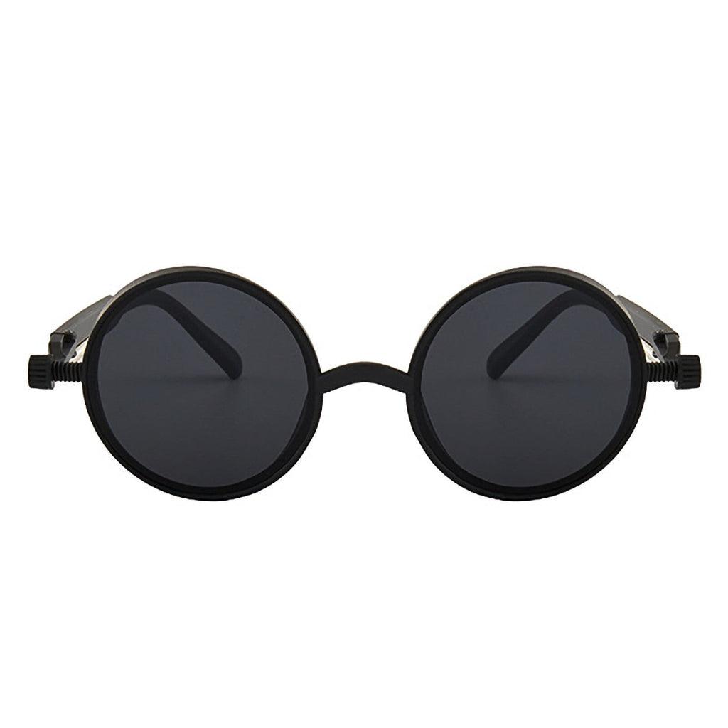Runde schwarze Steampunk-Sonnenbrille aus Kunststoff