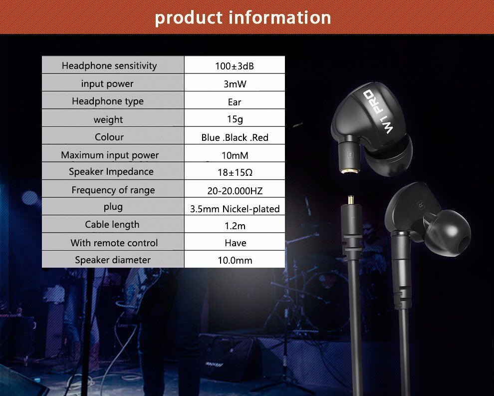 Super Bass High-End In Ear Kopfhörer QKZ W1 Rot Ohrhörer austauschbare Kabel - 3KShop.de