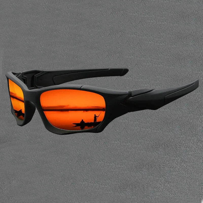 Schwarz-rote Sport-Sonnenbrille aus Polycarbonat