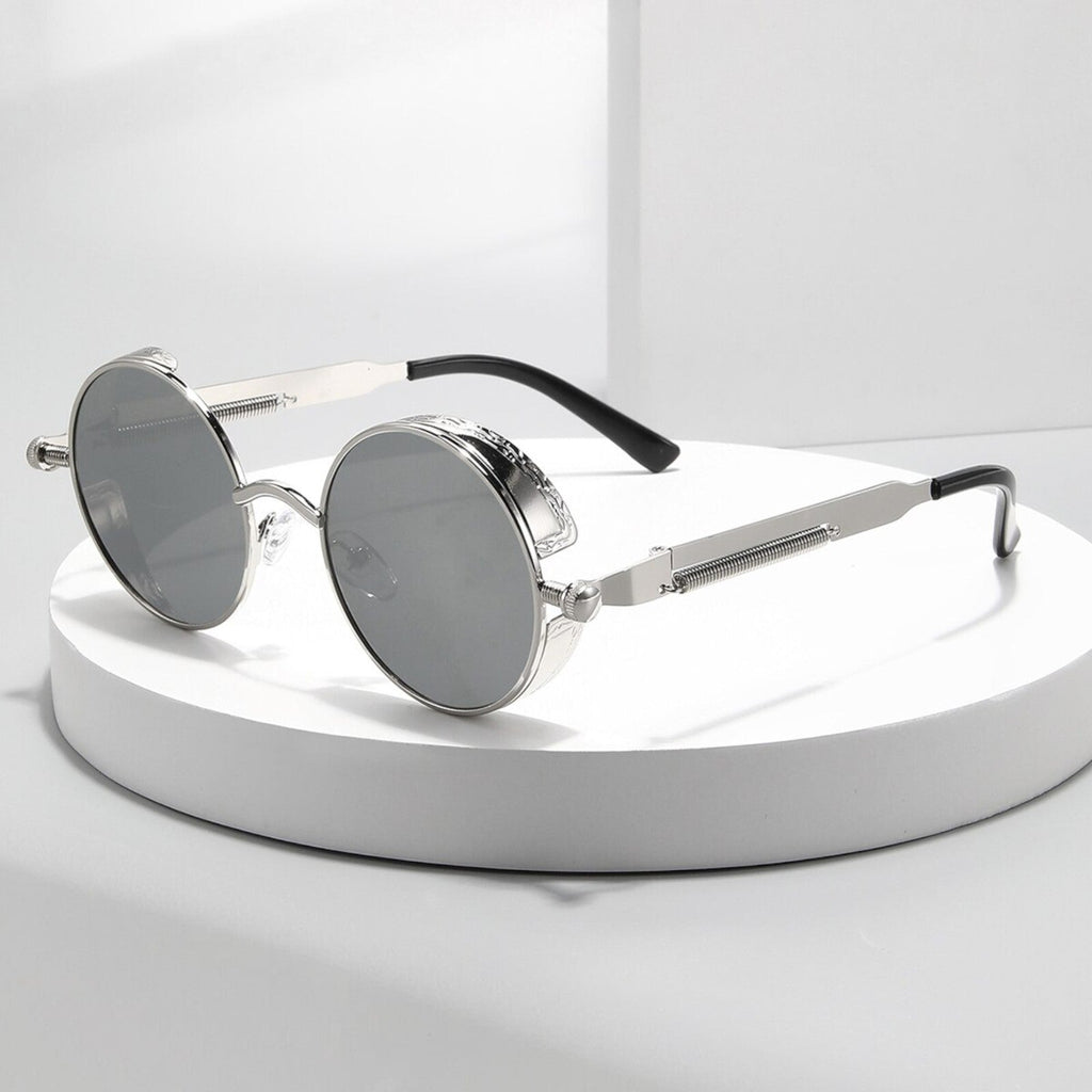 Runde gold-schwarze Steampunk-Sonnenbrille