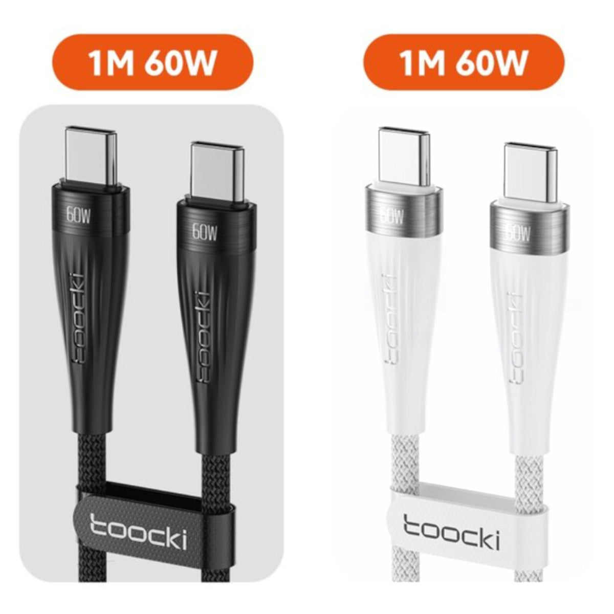 60 Watt Turbo Schnell Ladekabel USB Typ C Datenkabel Handy Silikon Nylon Toocki - 3KShop.de
