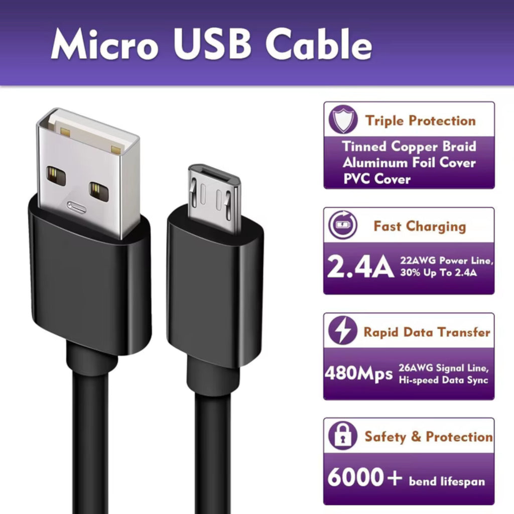 Micro-USB Ladekabel Daten Kabel 0,8 m Smartphone Galaxy Handy Tablet Soundbox - 3KShop.de