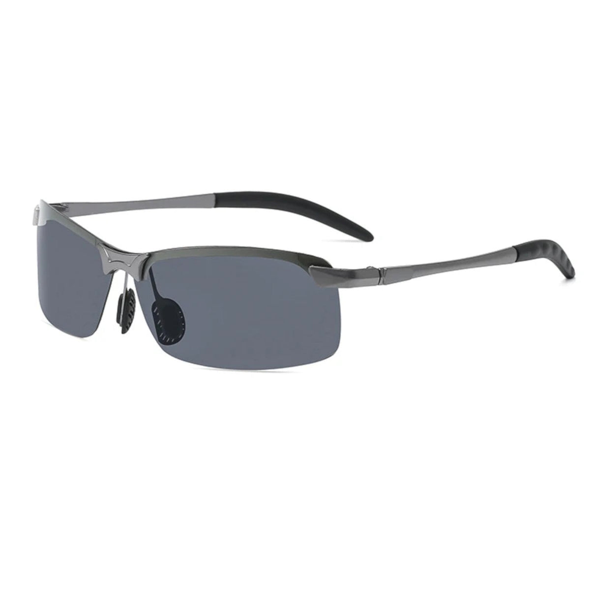 Gunmetal Matrix-Sonnenbrille mit selbsttönenden polarisierten Gläsern