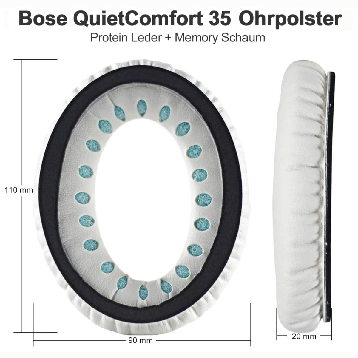 Ohrpolster für Bose QuietComfort QC35 QC15 QC45 QC25 Q35 II Elfenbein Weiss - 3KShop.de