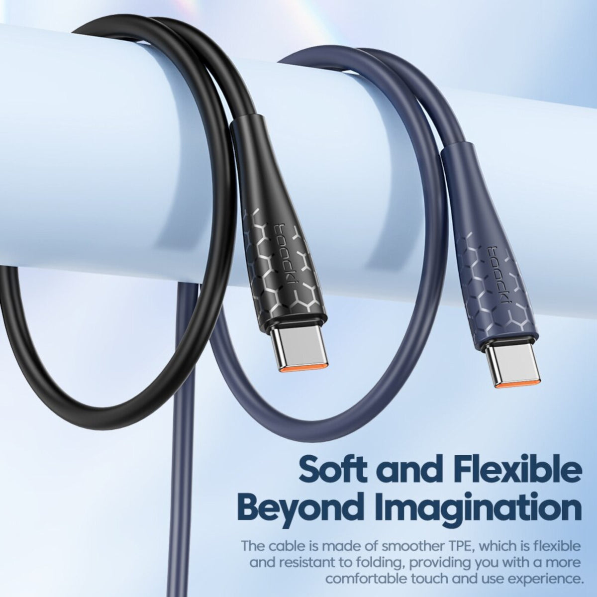 60 Watt Turbo Schnell Ladekabel USB Typ C Datenkabel Handy Silikon Nylon Toocki - 3KShop.de