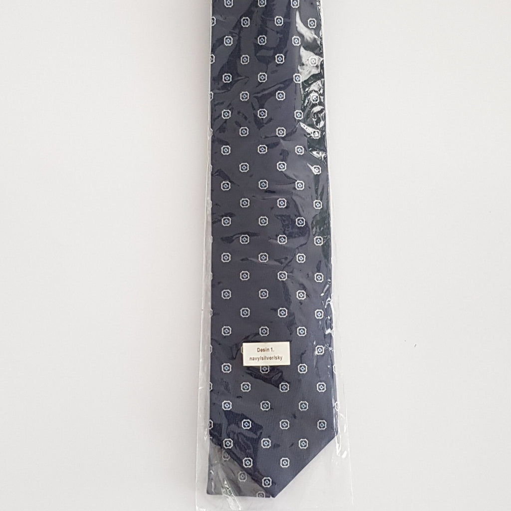 Original Mijas Herren Anlass / Business Krawatte Navyblau Silber Sky - 3KShop.de