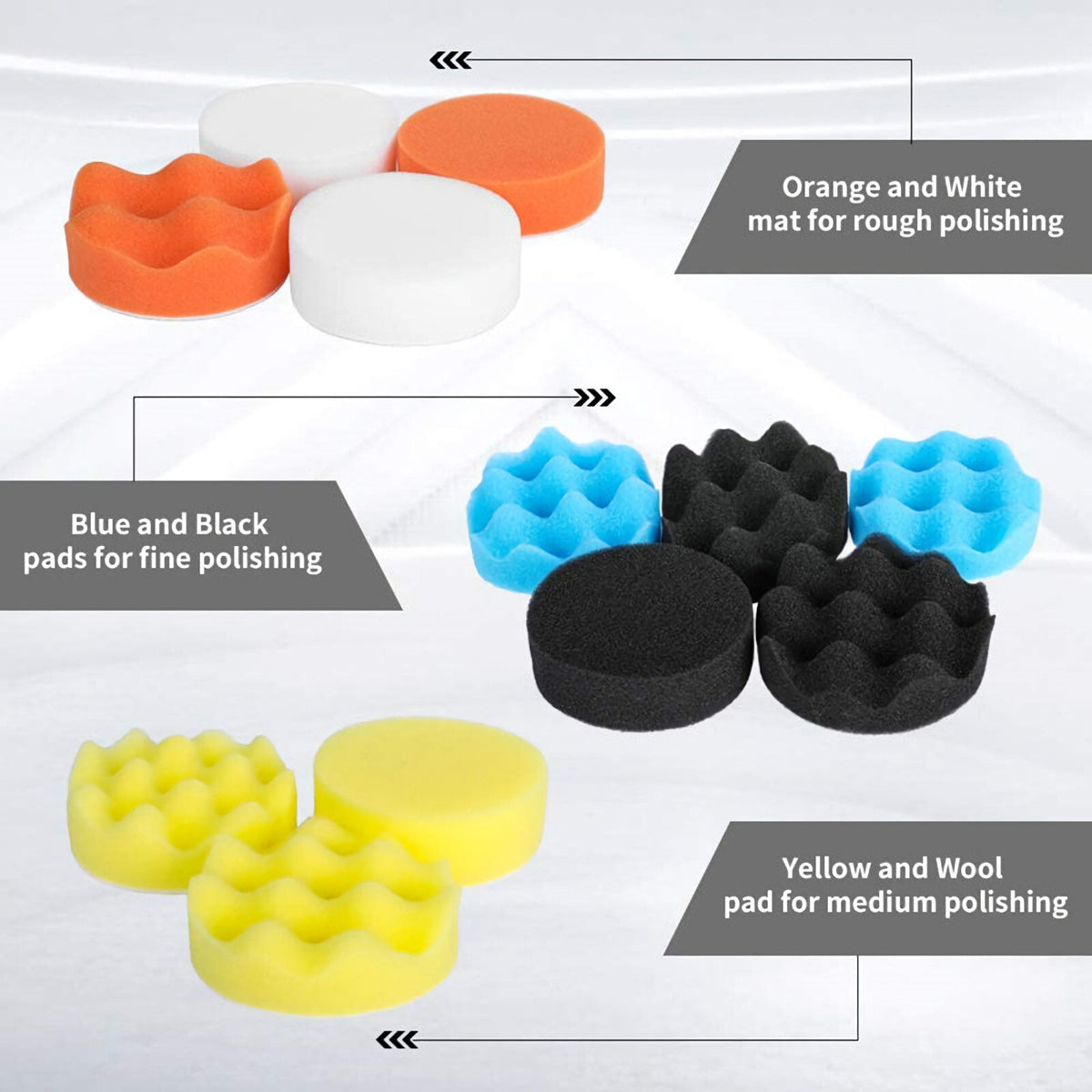 Polierteller Polier Set Polierpads Klett Schwamm Polierscheibe 11 teilig 80mm - 3KShop.de