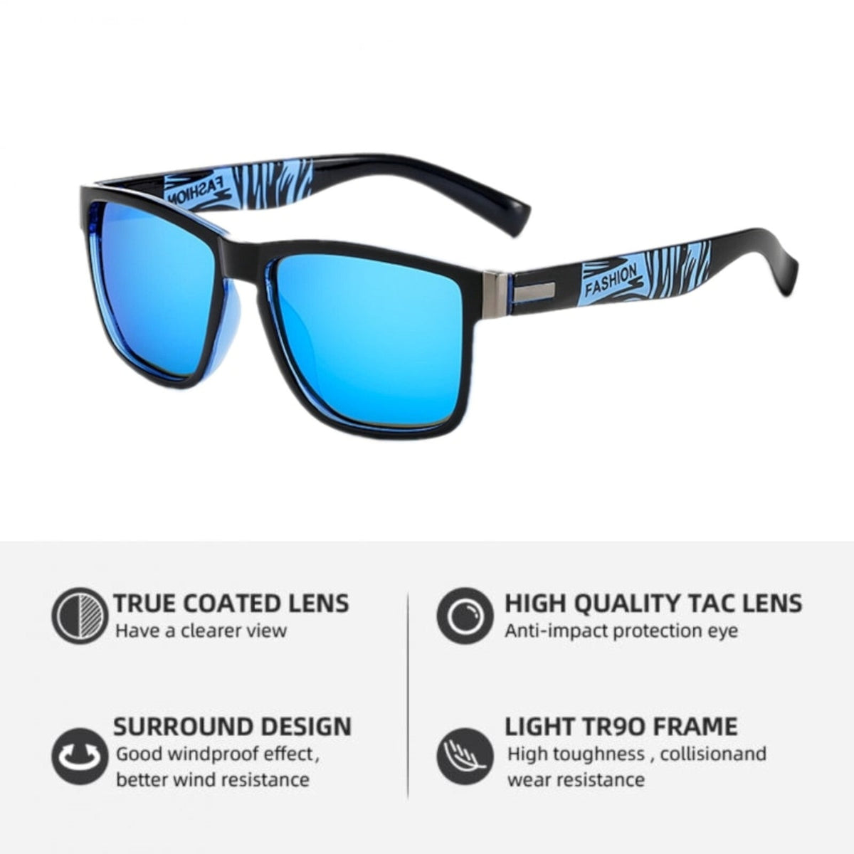 Schwarz-blaue polarisierte Sonnenbrille