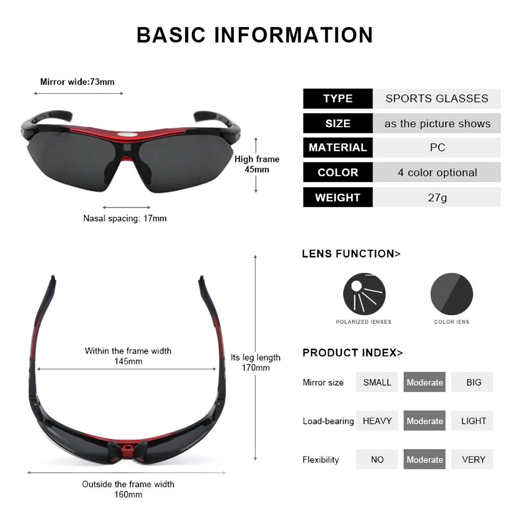 Schwarze polarisierte Sport-Sonnenbrille X4