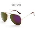 Goldene Piloten-Sonnenbrille mit lila Spiegelgläsern