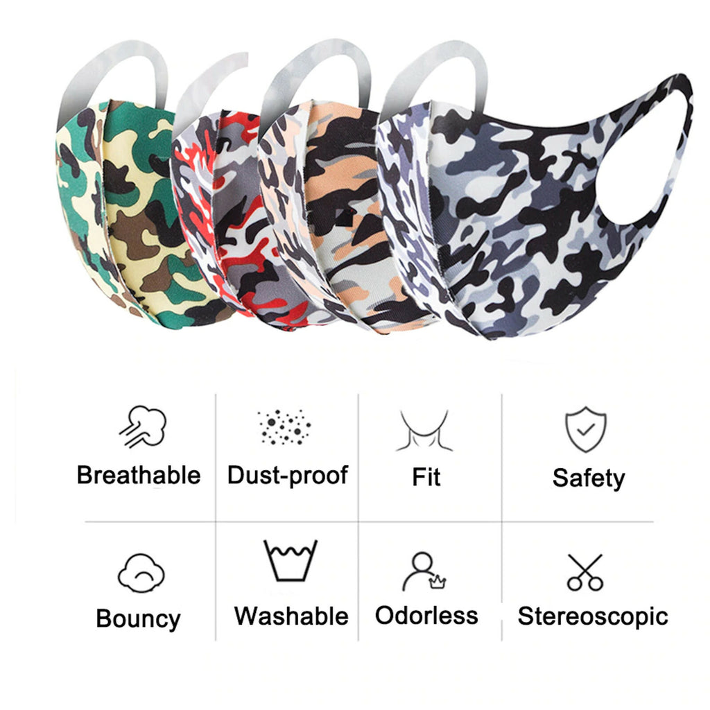 Mundschutz Behelf-Mund-Nasen-Atem-Schutz Maske Waschbar Camouflage - 3KShop.de