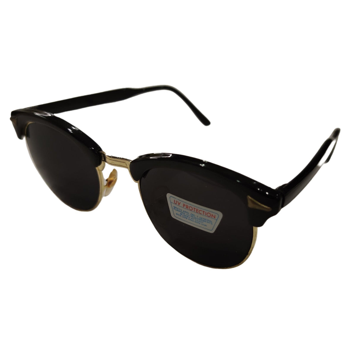 Schwarz-goldene Vintage Sonnenbrille mit Smoke-Gläsern