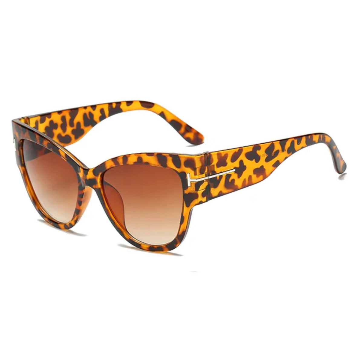 Braune Oversized Cat-Eye-Sonnenbrille im Leopardenmuster