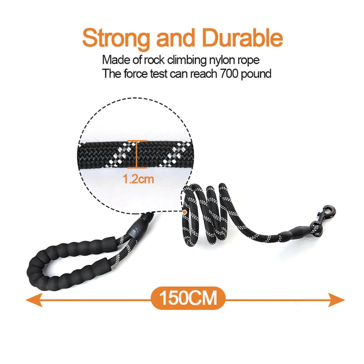 Reflektierende gepolsterte Hundeleine aus Nylon