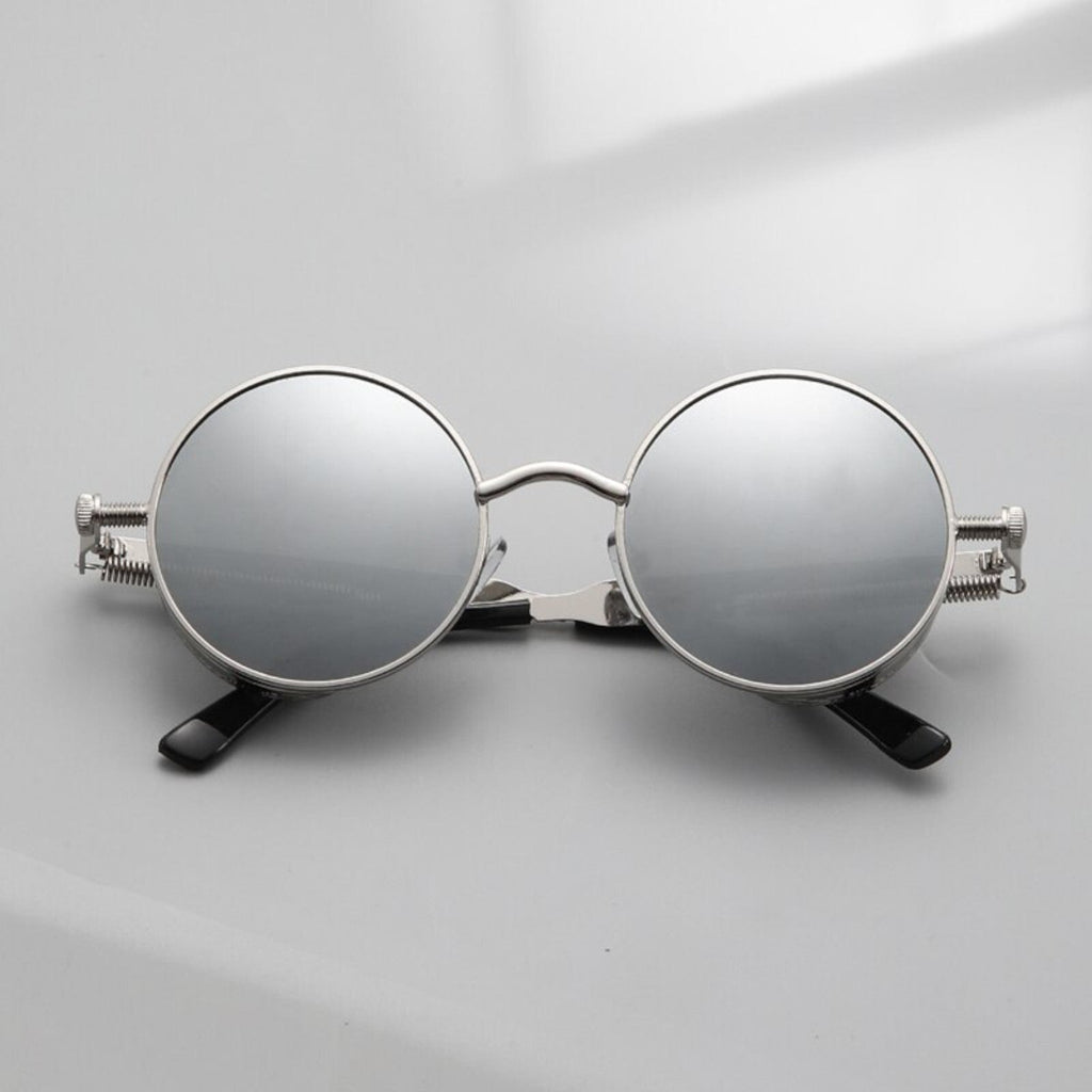 Runde gold-schwarze Steampunk-Sonnenbrille